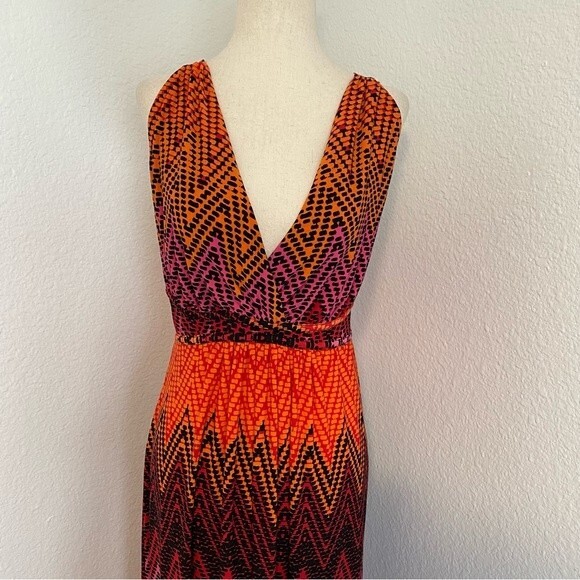 New Directions Maxi V Neck Sleeveless Empire Waist Sundress Cover Up Size L - Picture 3 of 12